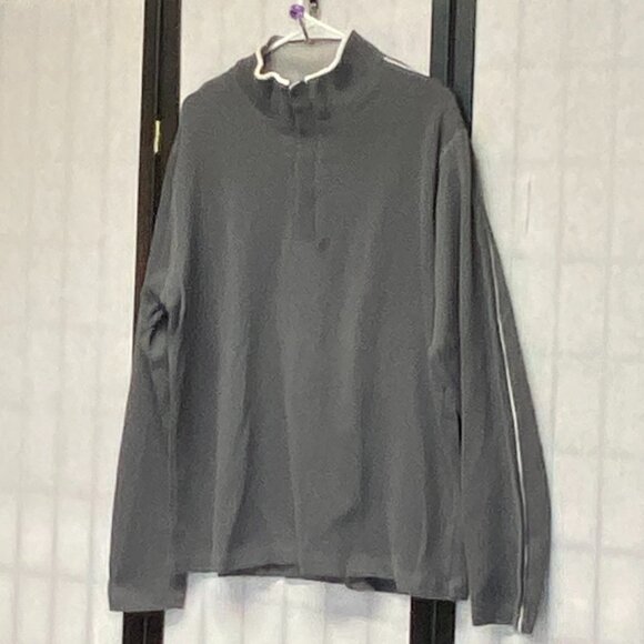 Hathaway Long Stripe Sleeve Ribbed Mock Turtleneck 1/4 Snap Neck Sweater Grey XL - Picture 4 of 11